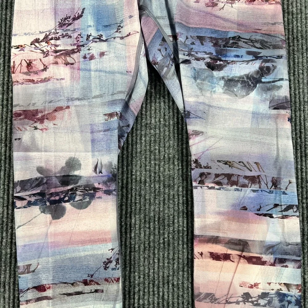 Lululemon Wunder Under High Rise Leggings Womens 8 Purple Striped Active Casual
